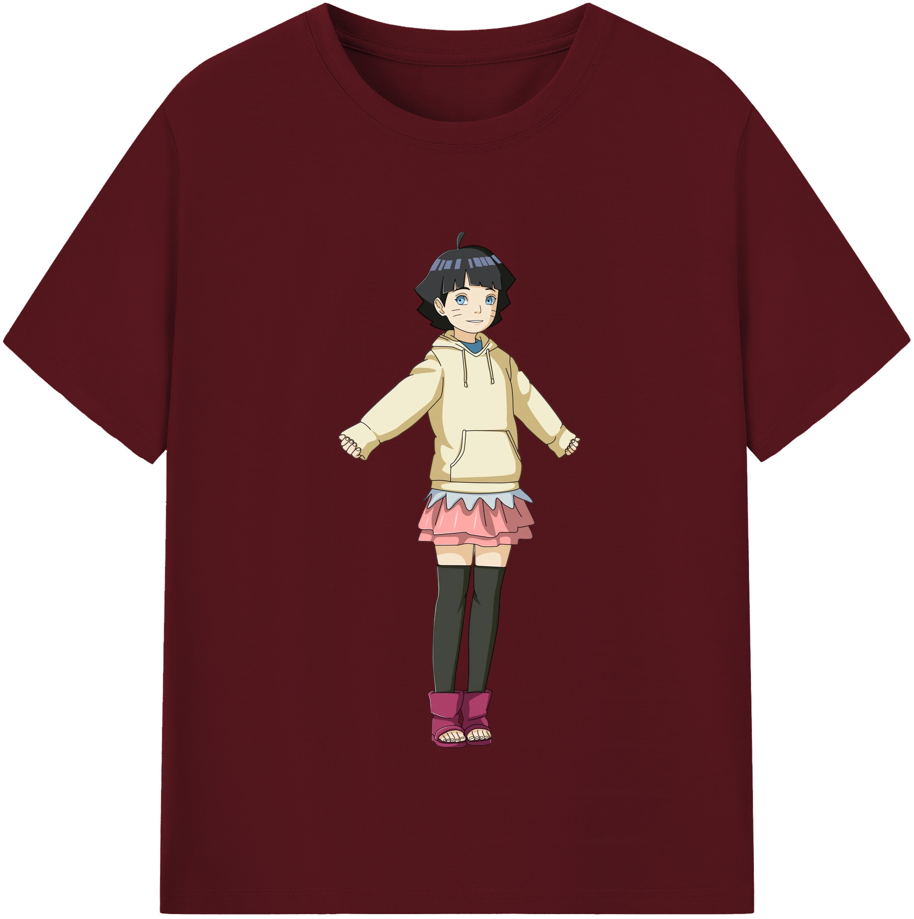 （画像用） NARUTO -ナルト- うずまき ヒマワリ Uzumaki Himawari 綿100％半袖Tシャツ（フロントプリント）